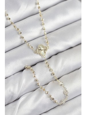 Lims Store Pirinç Zirkon Taşlı Yonca Model Gold Renk Kadın Y Kolye