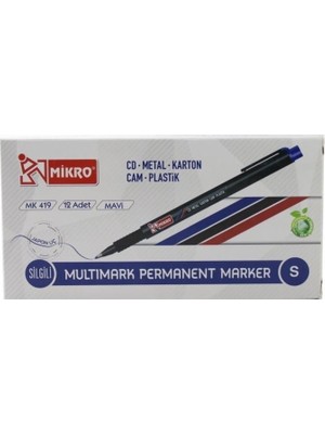 Mikro  CD DVD Kalemi Asetat Kalemi S Mavi 12 Li