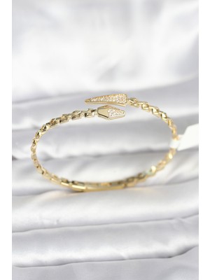 Lims Store Yılan Model Pirinç Gold Renk Kadın Kelepçe Bileklik