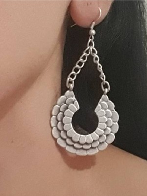 PremiumPort Katlı Antik Çelik Küpe, Gümüş Kaplama, Şık ve Modern Tasarım