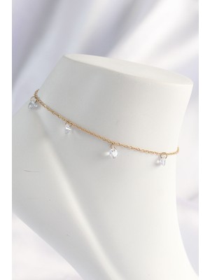 Lims Store 316L Çelik Gold Renk Zirkon Taşlı Halhal