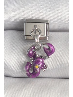 Lims Store 316L Çelik Gümüş Renk Sallantı Mor Yengeç Model Yıldız Detay Charm