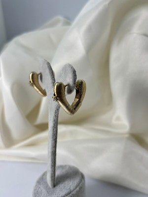 PremiumPort Zirkon Taşlı Kıvrımlı Çelik Küpe, Şık ve Zarif Tasarım