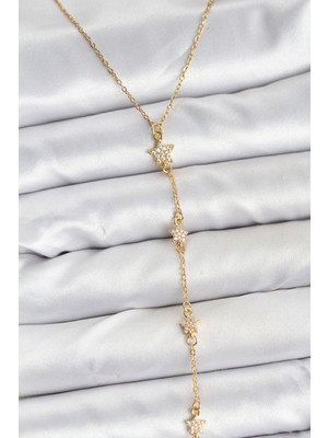 Lims Store 316L Çelik Zincir Gold Renkli Yıldız Model Kadın Y Kolye
