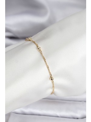 Lims Store 14K Gold Renk Kaplama Topçuklu Model cm Kadın Bileklik