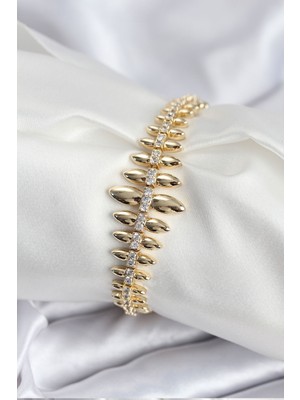 Lims Store Pirinç Vıp Seri Gold Renk Sıralı Damla Model Kadın Bileklik