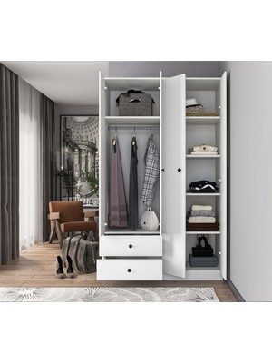 Gani Home Aura 4 Kapak 2 Çekmeceli Gardırop