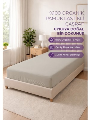 Days In Colours %100 Organik Pamuk Lastikli Çarşaf - 100x200 - Dolmabahçe Serisi