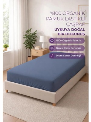 Days In Colours %100 Organik Pamuk Lastikli Çarşaf - 100x200 - Dolmabahçe Serisi