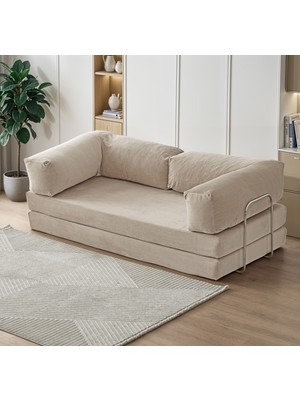 Valu Home Aktivite Koltuğu Yatak Olabilen Kanepe 100X200 cm Üçlü Koltuk Fitilli Kadife Silinebilir Modern Pratik Yer Yatağı