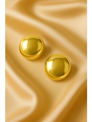 PremiumPort Şık Top Detaylı Altın Kaplama Küpe, Zarif ve Modern Tasarım