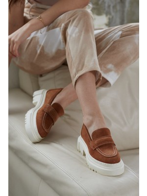 Nilufarr Matilda Taba Süet Hakiki Deri Kadın Loafer