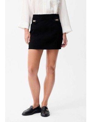 adL Toka Detaylı Denim Etek Siyah 12746591001