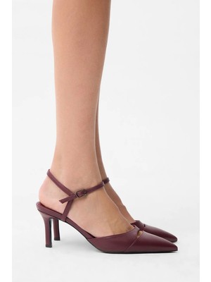 Adl Deri Topuklu Ayakkabı Bordo 10346681000