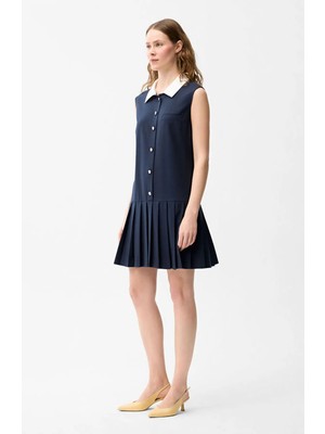 Love My Body Erkek Yaka Mini Elbise Lacivert 124L9882000