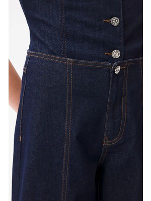 adL Dikiş Detaylı Denim Pantolon Lacivert 15346650000