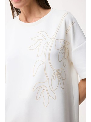 Love My Body Zincir Nakışlı Örme Bluz Kemik 115L9969000