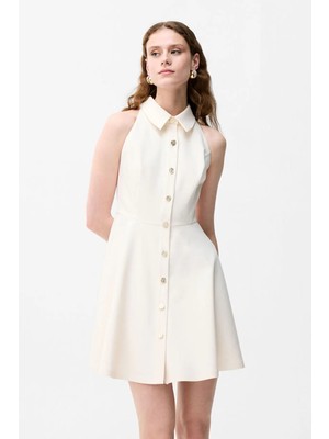 adL Erkek Yaka Mini Elbise Vanilya 12446350000