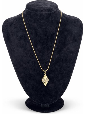 Pangu Geometrik Form Zirkon Taş Detaylı Altın Renk Çelik Kolye