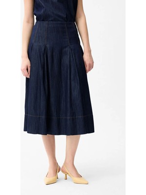 Love My Body Denim Pileli Etek Lacivert 127L9956000