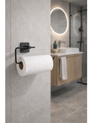 Riya Home Ev & Dekorasyon Siyah Rulo Havluluk Havlu Peçetelik Yapışkanlı Pratik Banyo Mutfak Askısı Kağıt Rulo Havluluk