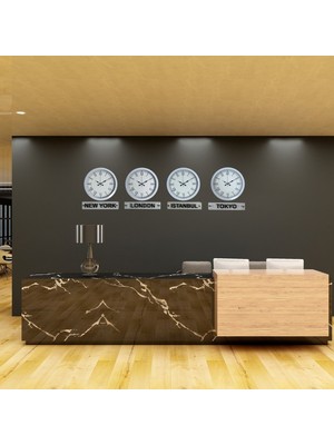 Nemere Roma Rakamlı 4’lü Dünya Saat Seti (Metal Beyaz Tabelalı)