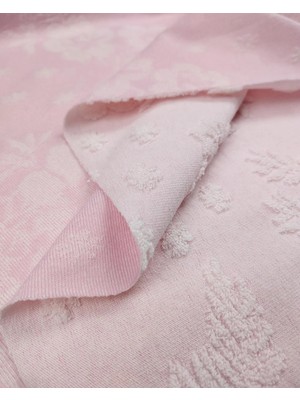 Kumaş Parça Pembe Renkte Çiçekli Havlu Kumaş En: 165CM