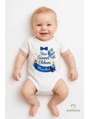 Babyden's Sünnet Kıyafeti Erkek Bebek Body %100 Pamuk – Ben Sünnet Oldum Maşallah Baskılı Zıbın –kısa Kol Body