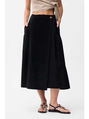 Adl Pileli Midi Etek Siyah 12744992001