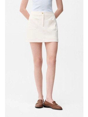 Adl Cep Detaylı Mini Etek Vanilya 12746218000