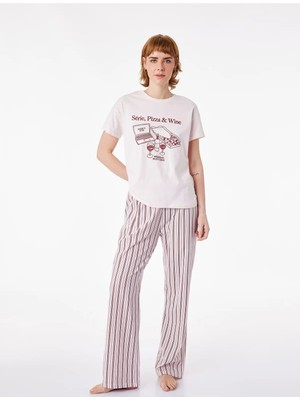 Koton Kadın Rahat Kalıp Kısa Kollu Bisiklet Yaka Pijama Takımı 6SLK40076MK