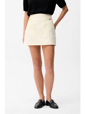 adL Toka Detaylı Denim Etek Butter 12746591001