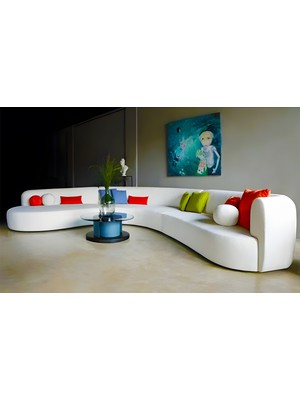 Sevsenka Luna Modern 3 Parça Oval Teddy Koltuk Takımı Büyük Salon Oturma Grubu L Köşe Koltuk Takımı