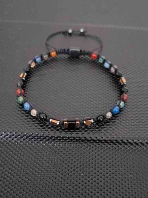 Tahrastone Renkli 4 mm Akik-Damla Kehribar Doğaltaş Bileklik Takı Aksesuar Kadın Bileklik Erkek Bileklik