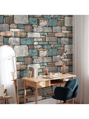 Duvarline Dekoratif Taş Desen Kendinden Yapışkanlı Duvar Kağıdı ( 65 cm x 3 Mt)
