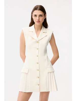 Adl Piliseli Elbise Vanilya 12445735001