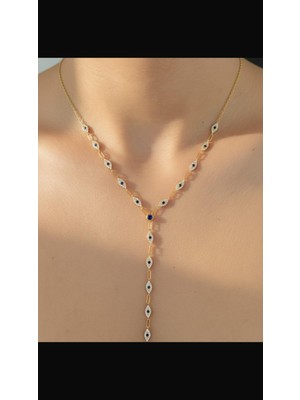 Wind Silver Gümüş Y Taşlı Lacivert Taşlı Kolye