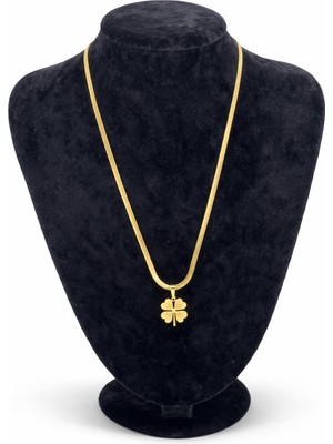 Pangu Dört Yaprak Yonca Figürlü Altın Renk Çelik Kolye