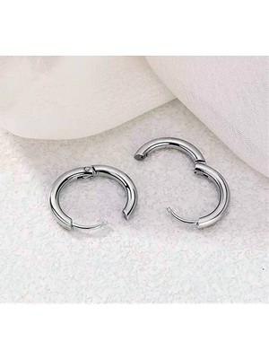 PremiumPort Gri Cerrahi Çelik Spor 14 mm Halka Küpe, Şık ve Dayanıklı Takı Seçeneği