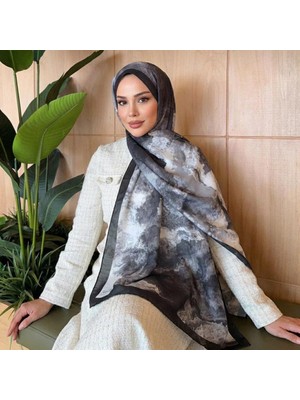 Revam Collection Desenli Pamuk Soft Şal Siyah-Beyaz