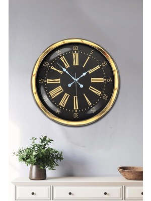 TeknoKapsül 40 cm Metal Gold Roma Rakamlı Duvar Saati