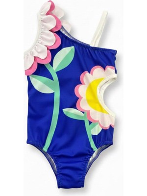 Nur Bebe Kids Tek Omuzlu Çiçek Desenli Kız Çocuk Mayo