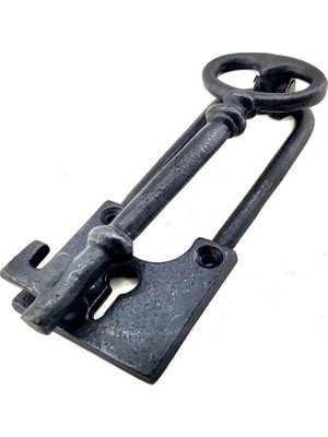 TeknoKapsül Antika Tarz Dekoratif Pirinç Anahtar Kapı Tokmağı, Taktak - 170X60MM, Oksit