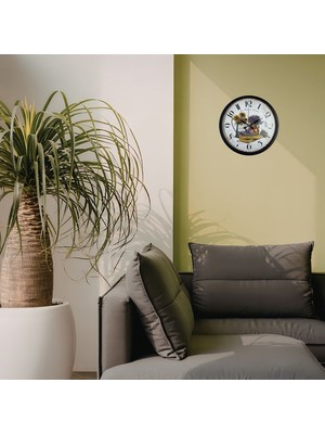 TeknoKapsül Lavanta Bahçesi Dekoratif Siyah 36 cm Duvar Saati