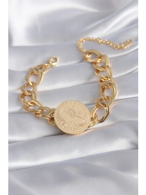 Najmaddin Mey Ithalat® 316L Çelik Gold Renk Reşat Altın Model Samanyolu Kadın Bileklik