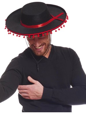 Najmaddin Mey Ithalat® Kırmızı Ponponlu Siyah Renk Yetişkin Ispanyol Şapkası