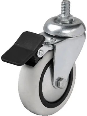 TeknoKapsül 354 - 75X25 mm Pvc Makaralı Vidalı Frenli Teker 4 Adet