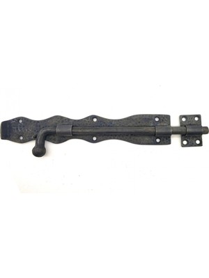 TeknoKapsül Antika Tarz Dekoratif Pirinç Dövme Kapı Sürgüsü - 25CM, Oksit