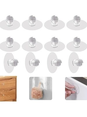 Calperia Aee® 10 Adet Çok Amaçlı Yapışkanlı Askı Kulp Tutamaç Tokmak Kapı Pencere Dolap Çekmece Klozet Kapağı Tutacağı Banyo