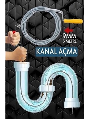 TeknoKapsül Profesyonel Kanal Açma Sprali Kanal Gider Tıkanık Açıcı 5 mt